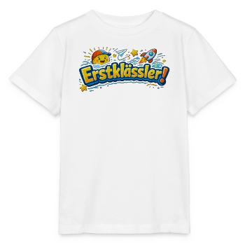 Erstklässler T-Shirt Einschulung Schule - Stanley/Stella Kinder T-Shirt MINI CREATOR  - Weiß - Vorne - Maike (125cm)