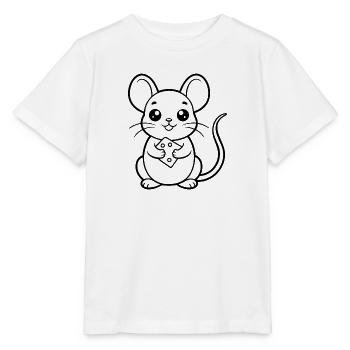 Baby Maus mit Käse - Stanley/Stella Kinder T-Shirt MINI CREATOR  - Weiß - Vorne - Maike (125cm)