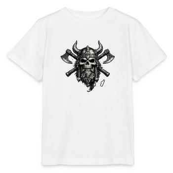 Wikingerschädelwappen mit Äxten - Stanley/Stella Kinder T-Shirt MINI CREATOR  - Weiß - Vorne - Maike (125cm)