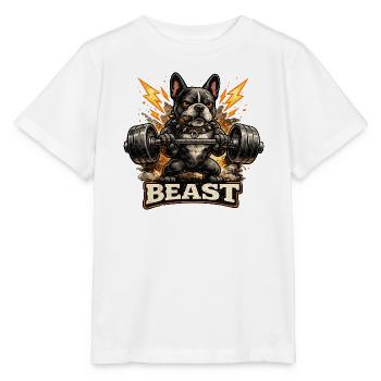 Beast Bulldog Kraftheben - Stanley/Stella Kinder T-Shirt MINI CREATOR  - Weiß - Vorne - Maike (125cm)