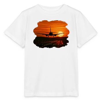 Flugzeuglandung bei Sonnenuntergang - Stanley/Stella Kinder T-Shirt MINI CREATOR  - Weiß - Vorne - Maike (125cm)