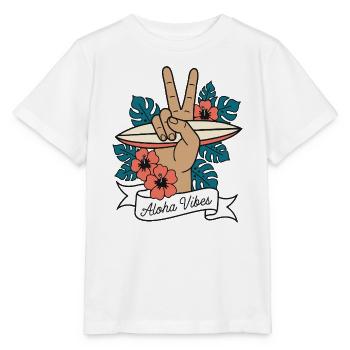 Aloha Vibes Surfen Peace Hand Hawaii - Stanley/Stella Kinder T-Shirt MINI CREATOR  - Weiß - Vorne - Maike (125cm)