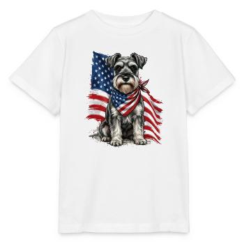 Patriotischer Schnauzer Stars, Stripes Hundestolz, - Stanley/Stella Kinder T-Shirt MINI CREATOR  - Weiß - Vorne - Maike (125cm)