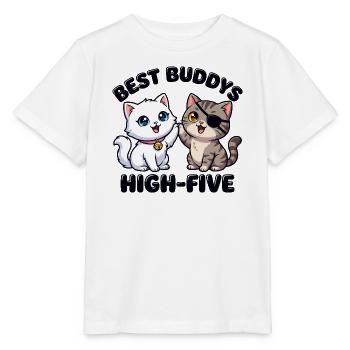 Cute Comic Cats Make High Five – Best Buddies - Stanley/Stella MINI CREATOR Kids’ T-Shirt - white - Front - Maike (125cm)