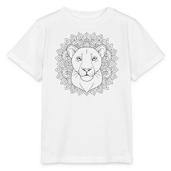 Loewin Mandala zum ausmalen  - Stanley/Stella Kinder T-Shirt MINI CREATOR  - Weiß - Vorne - Maike (125cm)