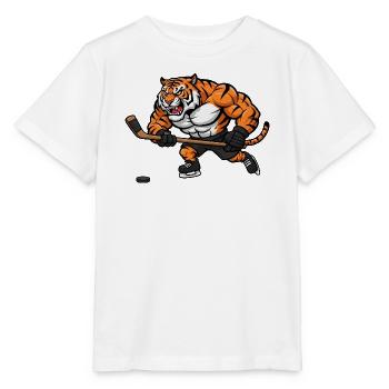 Tiger stark entschlossen Eishockey Spieler Comic - Stanley/Stella Kinder T-Shirt MINI CREATOR  - Weiß - Vorne - Maike (125cm)