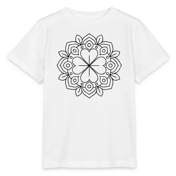 four-leaf clover mandala for coloring - Stanley/Stella MINI CREATOR Kids’ T-Shirt - white - Front - Maike (125cm)