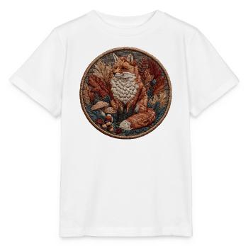 Fuchs Patch im Herbstlaub - Stanley/Stella Kinder T-Shirt MINI CREATOR  - Weiß - Vorne - Maike (125cm)