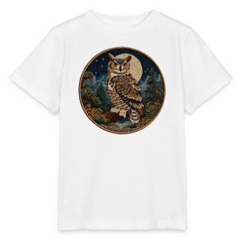 Mondschein Eulenpatch - Stanley/Stella Kinder T-Shirt MINI CREATOR  - Weiß - Vorne - Maike (125cm)