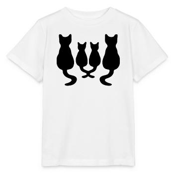 katzenfamilie Silhouette - Stanley/Stella Kinder T-Shirt MINI CREATOR  - Weiß - Vorne - Maike (125cm)