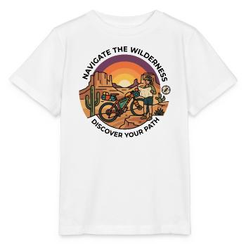 Navigieren Sie durch das Wilderness Bikepacking Karten-Shirt - Stanley/Stella Kinder T-Shirt MINI CREATOR  - Weiß - Vorne - Maike (125cm)