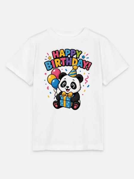 Happy Birthday panda - Stanley/Stella Kinder T-Shirt MINI CREATOR  - Weiß