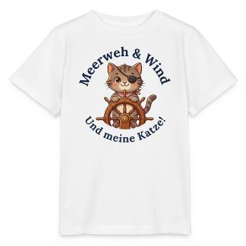 Meerweh, Wind und meine Katze - Stanley/Stella Kinder T-Shirt MINI CREATOR  - Weiß - Vorne - Maike (125cm)