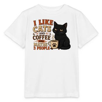 I Like Cats and Coffee and Maybe 3 People - Stanley/Stella MINI CREATOR Kids’ T-Shirt - white - Front - Maike (125cm)