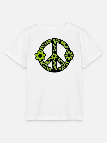 Peace Zeichen Blumen Icon - Stanley/Stella Kinder T-Shirt MINI CREATOR  - Weiß