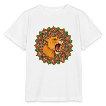 Lion, roaring in the mandala - Stanley/Stella MINI CREATOR Kids’ T-Shirt - white - Front - Maike (125cm)
