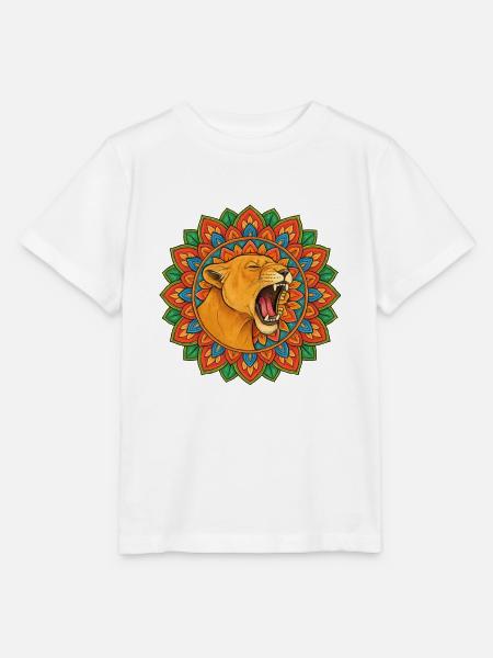 Loewin die bruellt im Mandala - Stanley/Stella Kinder T-Shirt MINI CREATOR - Weiß