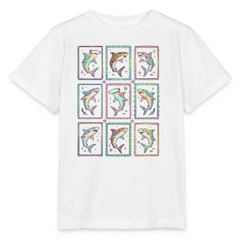 Haifisch Tropischer Ozean-Stempel TShirt Süßer Hai - Stanley/Stella Kinder T-Shirt MINI CREATOR  - Weiß - Vorne - Maike (125cm)