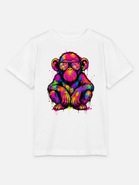 Neonaffen-Graffiti mit Dollarzeichen - Stanley/Stella Kinder T-Shirt MINI CREATOR  - Weiß