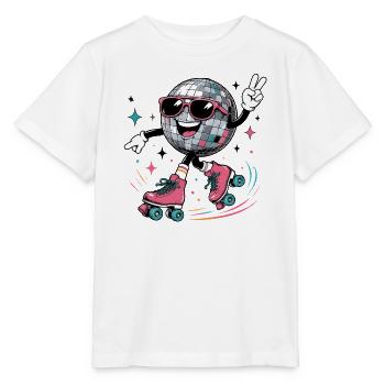 Disco Kugel auf Rollschuhen Retro Style - Stanley/Stella Kinder T-Shirt MINI CREATOR  - Weiß - Vorne - Maike (125cm)