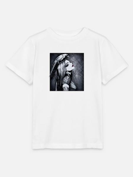 Rabenporträt Gothic Stil - Stanley/Stella Kinder T-Shirt MINI CREATOR  - Weiß