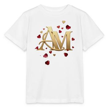 Golden AM Monogram with Rose Petals - Stanley/Stella MINI CREATOR Kids’ T-Shirt - white - Front - Maike (125cm)
