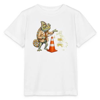 Chamäleon Fahrlehrer übt sicher mit Verkehrskegel - Stanley/Stella Kinder T-Shirt MINI CREATOR  - Weiß - Vorne - Maike (125cm)