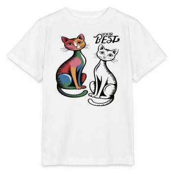 Katzenduo Pop Art  - Stanley/Stella Kinder T-Shirt MINI CREATOR  - Weiß - Vorne - Maike (125cm)