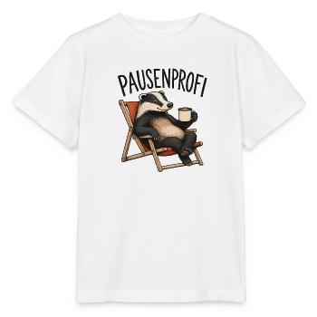Pausenprofi Badger mit Kaffee - Stanley/Stella Kinder T-Shirt MINI CREATOR  - Weiß - Vorne - Maike (125cm)