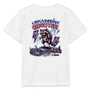 JIMOTHY Waschbär Retro - Stanley/Stella Kinder T-Shirt MINI CREATOR  - Weiß - Vorne - Maike (125cm)