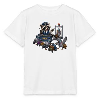 Waschbär kontrolliert Tauben am Flughafen Chaos - Stanley/Stella Kinder T-Shirt MINI CREATOR  - Weiß - Vorne - Maike (125cm)