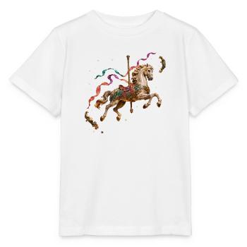 Gold merry-go-round horse and fairy ribbons - Stanley/Stella MINI CREATOR Kids’ T-Shirt - white - Front - Maike (125cm)