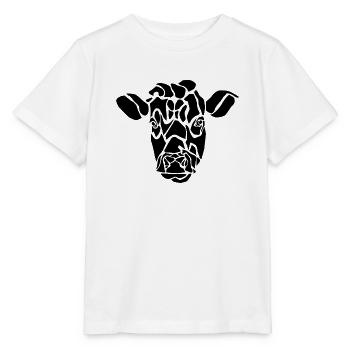 Schwarze grafische Kuh – Geometrisches Porträt - Stanley/Stella Kinder T-Shirt MINI CREATOR  - Weiß - Vorne - Maike (125cm)