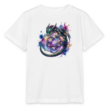 Cute Dragon with D20 Dice – Pen & Paper - Stanley/Stella MINI CREATOR Kids’ T-Shirt - white - Front - Maike (125cm)
