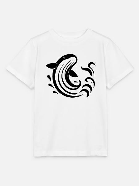 Springender Wal Silhouette Meeresmotiv - Stanley/Stella Kinder T-Shirt MINI CREATOR - Weiß