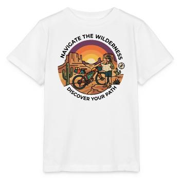 Navigieren Sie durch das Wilderness Bikepacking Karten-Shirt - Stanley/Stella Kinder T-Shirt MINI CREATOR  - Weiß - Vorne - Maike (125cm)