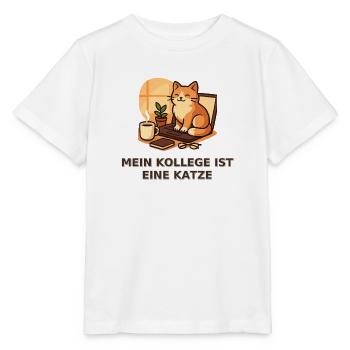 Mein Kollege ist eine Katze – Homeoffice - Stanley/Stella Kinder T-Shirt MINI CREATOR  - Weiß - Vorne - Maike (125cm)