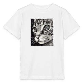 Hypnotischer Katzenblick im All - Stanley/Stella Kinder T-Shirt MINI CREATOR  - Weiß - Vorne - Maike (125cm)