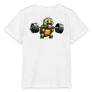 Turtle with Dumbbell Comic Bodybuilding - Stanley/Stella MINI CREATOR Kids’ T-Shirt - white - Front - Maike (125cm)