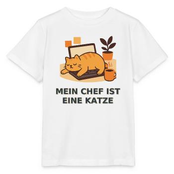 Katzenchef im Homeoffice – Geschenk für Katzenfans - Stanley/Stella Kinder T-Shirt MINI CREATOR  - Weiß - Vorne - Maike (125cm)
