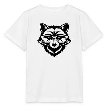 Waschbärkopf mit Sonnenbrille - Stanley/Stella Kinder T-Shirt MINI CREATOR  - Weiß - Vorne - Maike (125cm)