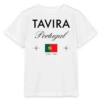 Tavira Portugal Coordinates Travel Souvenir - Stanley/Stella MINI CREATOR Kids’ T-Shirt - white - Front - Maike (125cm)