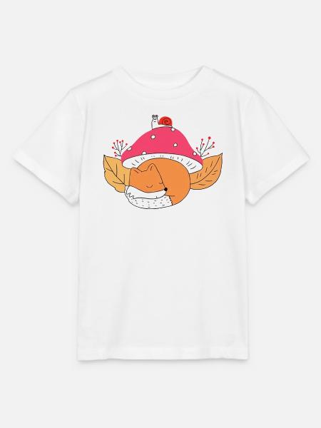 Süßer Fuchs schläft unter Pilz Herbst - Stanley/Stella Kinder T-Shirt MINI CREATOR - Weiß