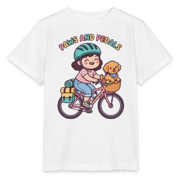 Pfoten und Pedale süßer Fahrradaufkleber - Stanley/Stella Kinder T-Shirt MINI CREATOR  - Weiß - Vorne - Maike (125cm)