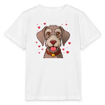 Deutsch-Drahthaar-Hund (Comic-Porträt) - Stanley/Stella Kinder T-Shirt MINI CREATOR  - Weiß - Vorne - Maike (125cm)