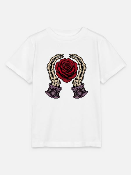 Skeletthände Rote Rose Gotische Tattoo - Stanley/Stella Kinder T-Shirt MINI CREATOR  - Weiß