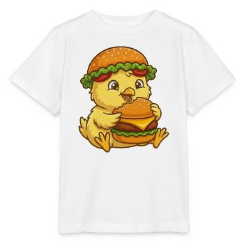 Cute Chicken Chick Cartoon Burger Funny - Stanley/Stella MINI CREATOR Kids’ T-Shirt - white - Front - Maike (125cm)