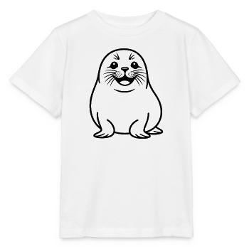 Cute Seal Line Drawing - Stanley/Stella MINI CREATOR Kids’ T-Shirt - white - Front - Maike (125cm)