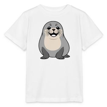 Fluffy seal nature design - Stanley/Stella MINI CREATOR Kids’ T-Shirt - white - Front - Maike (125cm)