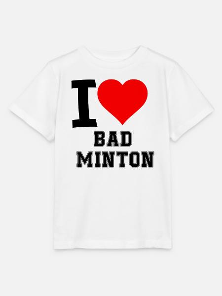 I Love Badminton - Stanley/Stella Kinder T-Shirt MINI CREATOR  - Weiß